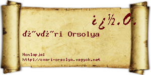 Óvári Orsolya névjegykártya